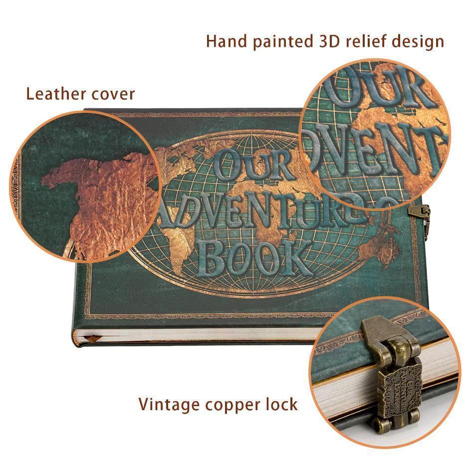 Our Adventure Book: Retro Leather Travel Photo Album, Scrapbook, Image Memory Journal, Keepsake Diary