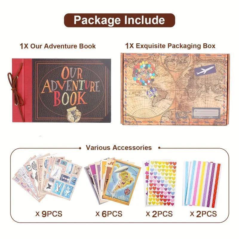 Our Adventure Book: Vintage Scrapbook with Stickers & Photos