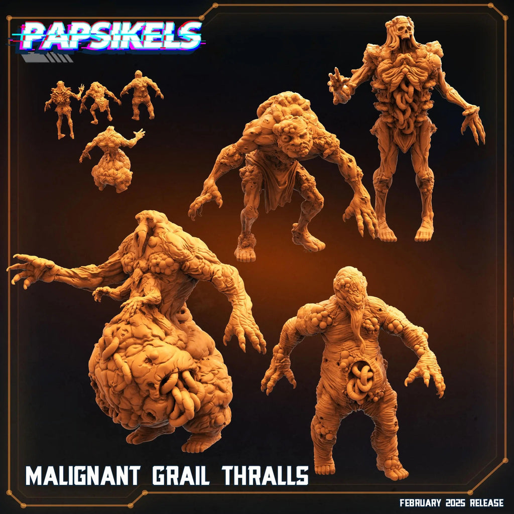 Malignant Grail Thralls by Papsikels Miniature, 4 Figures, 32mm Scale, War Gaming, Proxy for Trench Crusade, Warhammer, Nurgle