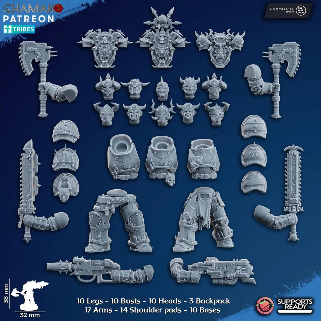 Traitor Militum Melee by Ghamak Sci-fi 28mm Heroic Scale Miniature, 38mm tall, 6-10 Units, Proxy, Grimdark, Sci-Fi, One Page Rules Comp