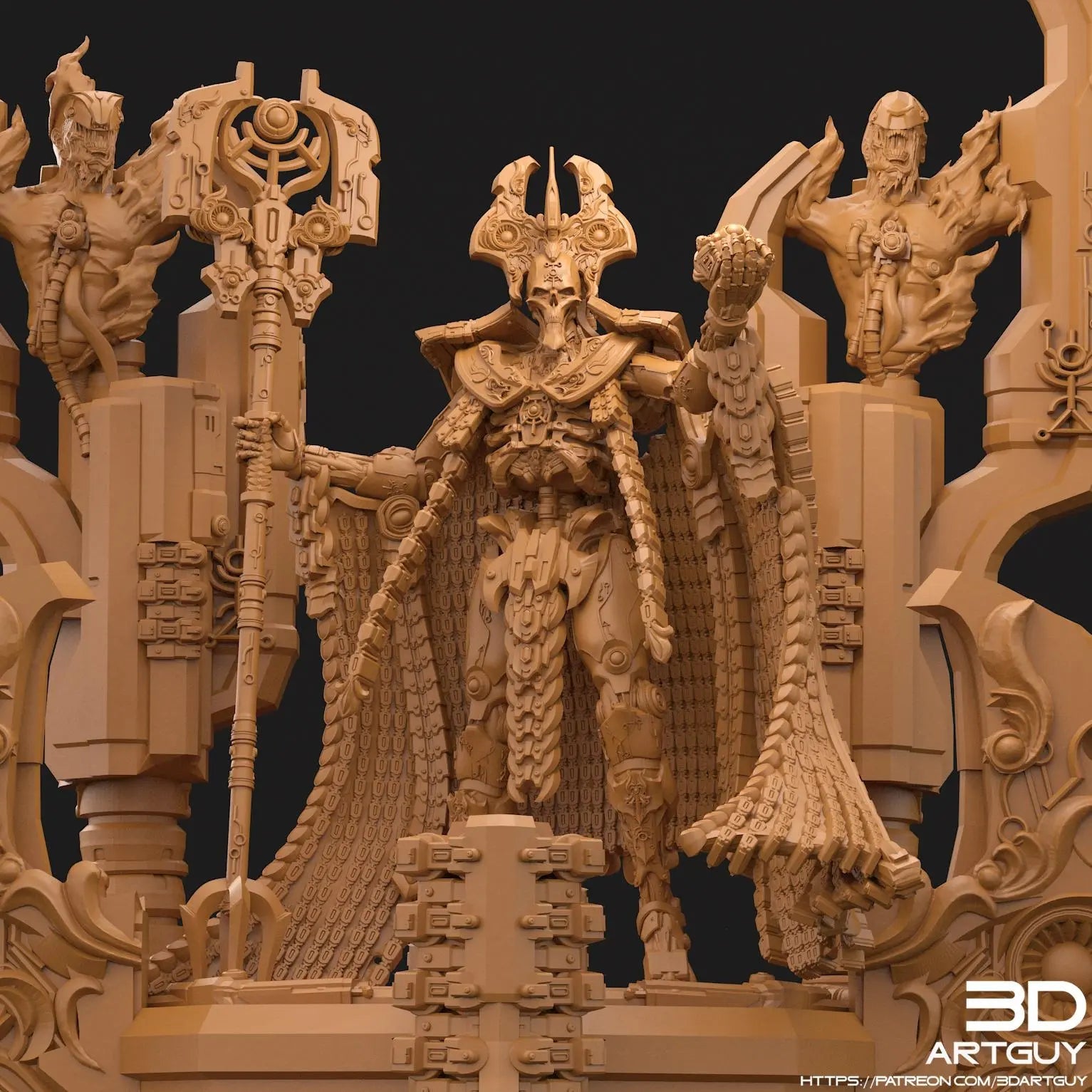 Machine Dias by 3DArtGuy 32mm scale, 120mm, Miniature War Gaming Figure, Grim Dark, Proxy, Necron, Silent King, Display Model