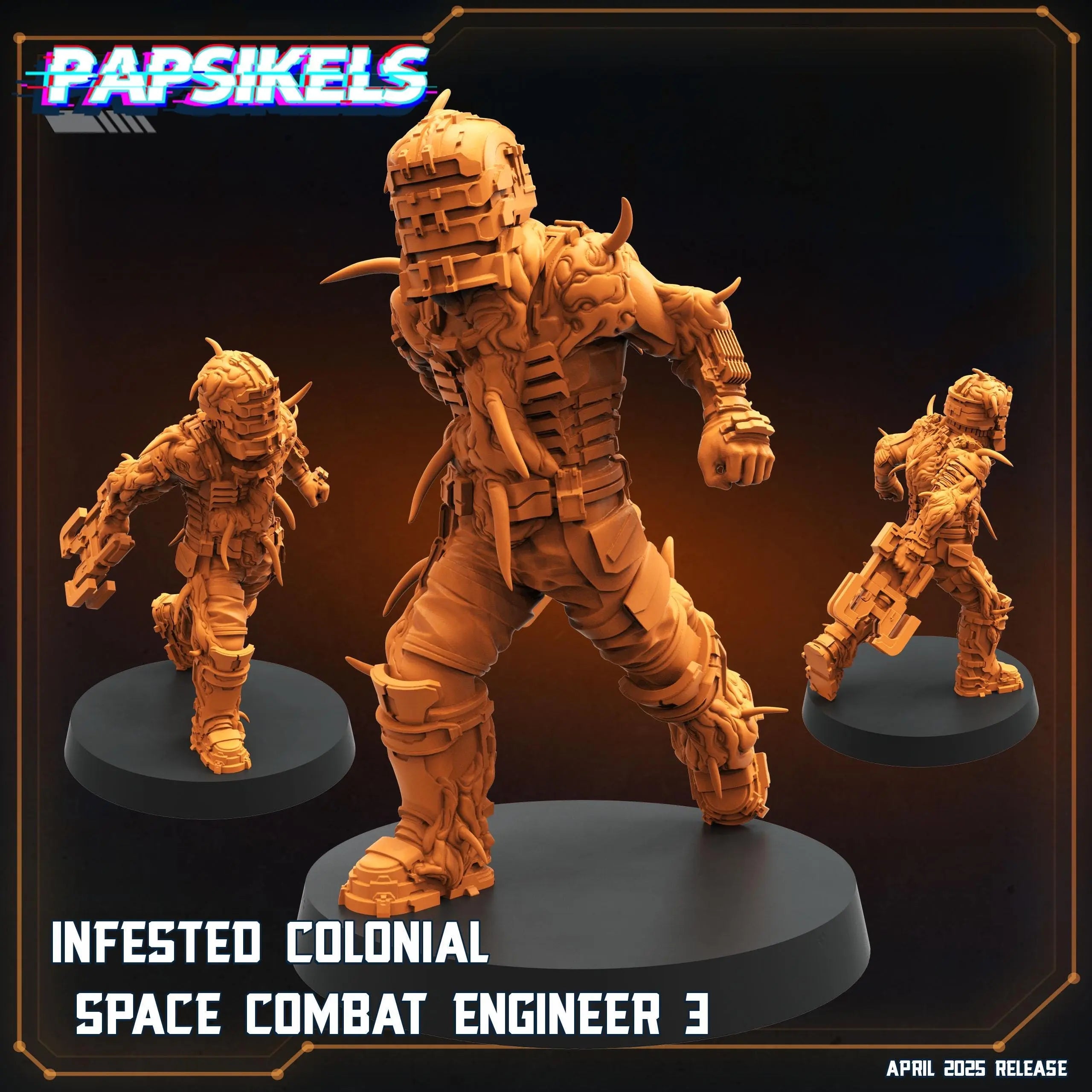 Infested Colonial Space Engineers by Papsikels Miniature, 32mm Heroic Scale, War Gaming, Proxy for Dead Space, Aliens vs Humans, Sci-fi