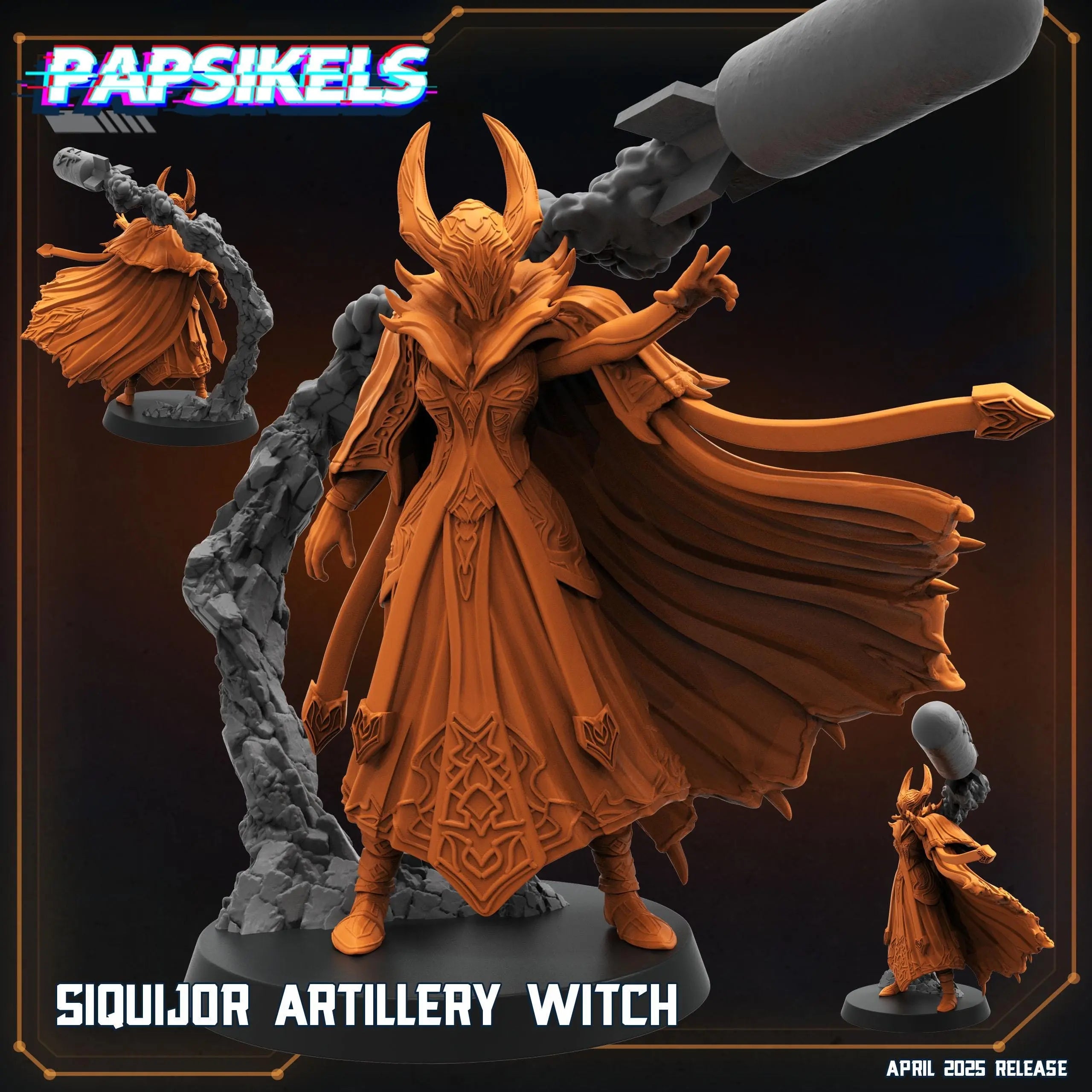 Siquijor Artillery Witch by Papsikels Miniature, 35mm Miniature, 32mm Heroic Scale, War Gaming, Proxy, Trench Crusade, Tabletop gaming