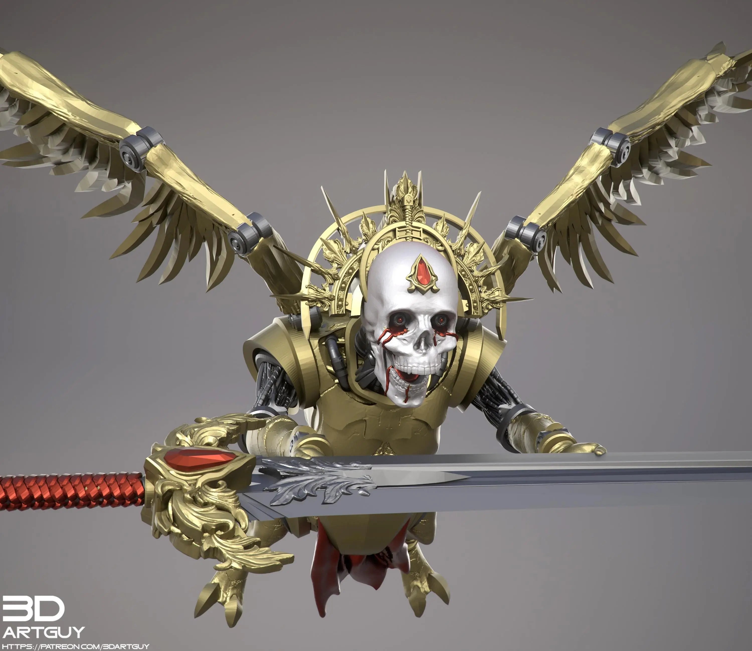 Blood Host Blood Cherub by 3DArtGuy 32mm scale, 50mm or 100mm, Miniature War Gaming Figure, Grim Dark, Proxy, Cherub