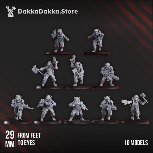 Gorggrot Tactic Squad by DakkaDakka 28mm Heroic Scale Miniature, 29mm tall, 10 Units