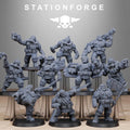 Grimguard Jungle Fighter Mutants by Station Forge 28mm Heroic Scale Miniature, 45mm tall, 10 Units, Proxy, Grimdark, Sci-Fi, OPR, Guard