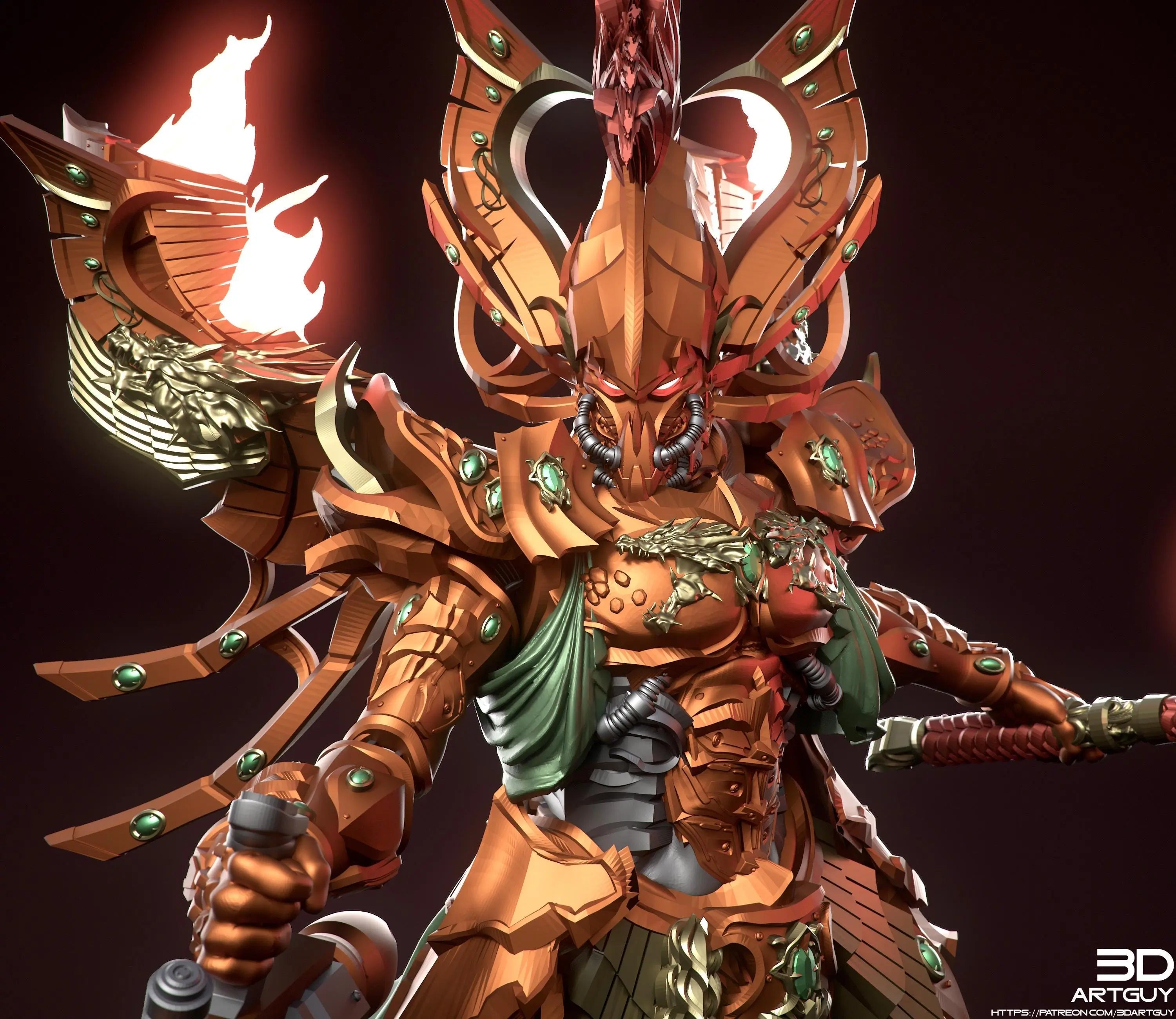 Fire Elf by 3DArtGuy 32mm scale, 50mm or 100mm, Miniature War Gaming Figure, Grim Dark, Proxy, Space Elf, Fire Elf