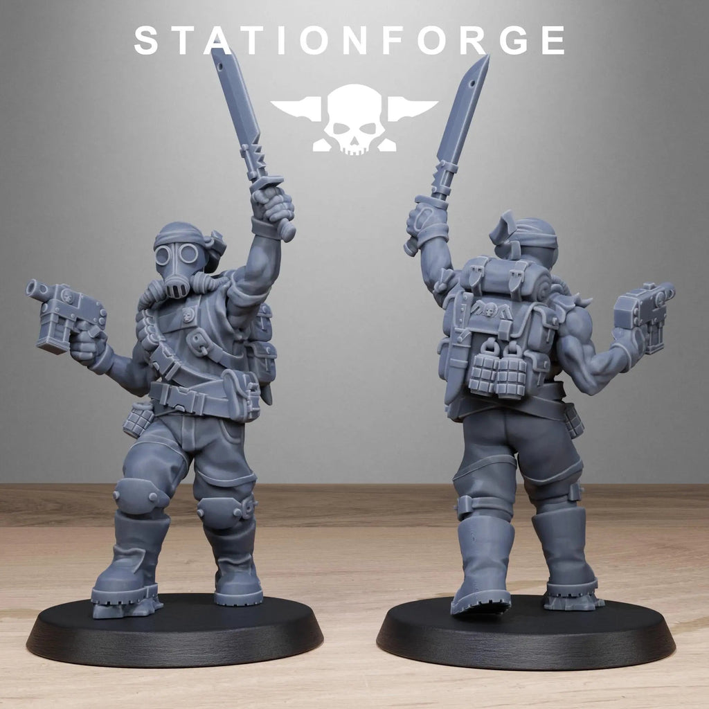 Grim Guard Jungle Fighters 2 by Station Forge 28mm Heroic Scale Miniature, 32mm tall, 10 Units, Proxy, Grimdark, Sci-Fi, OPR, Guard