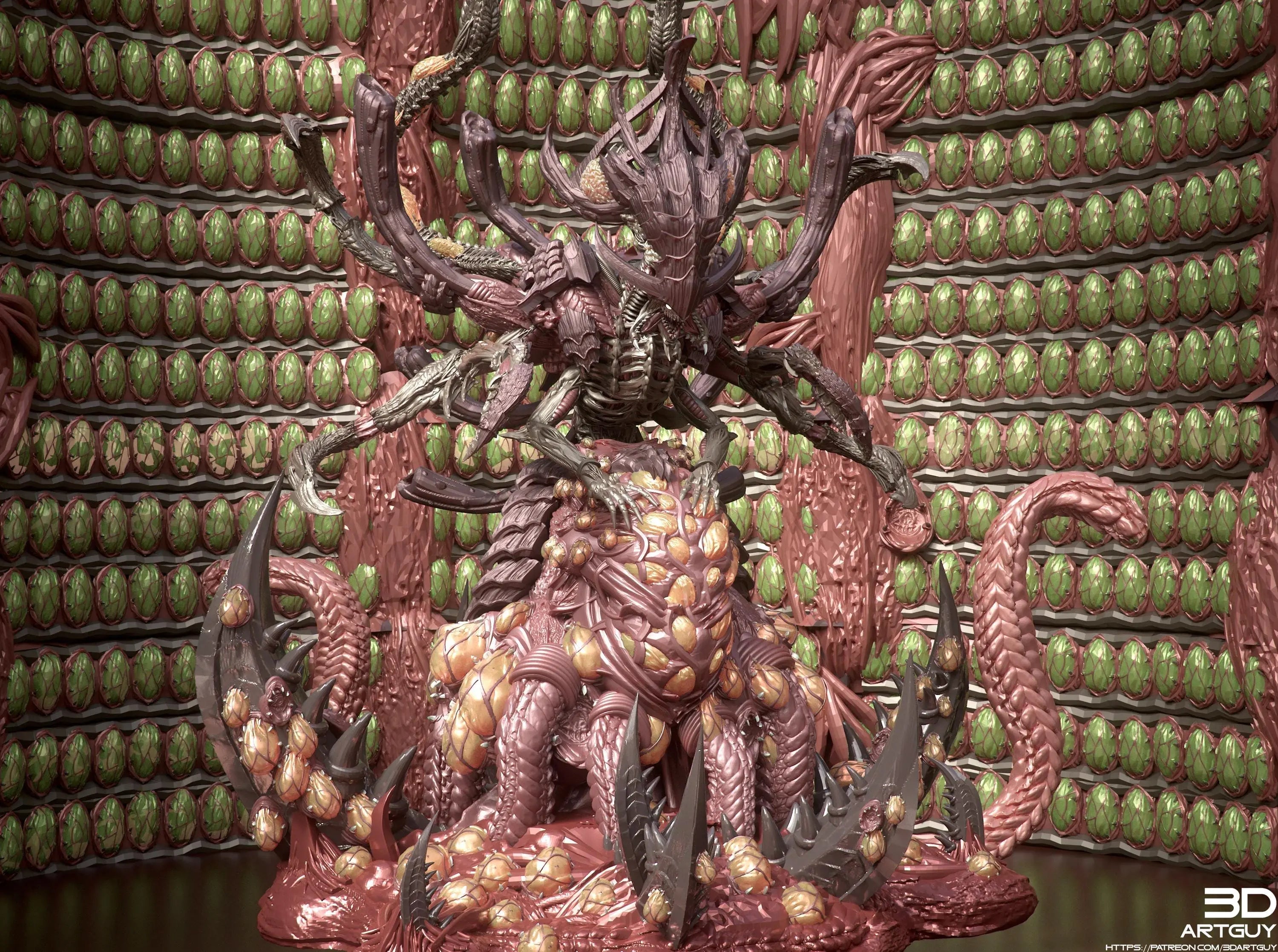 Matriarch (Birthing) by 3DArtGuy 32mm scale, 50mm or 100mm, Miniature War Gaming Figure