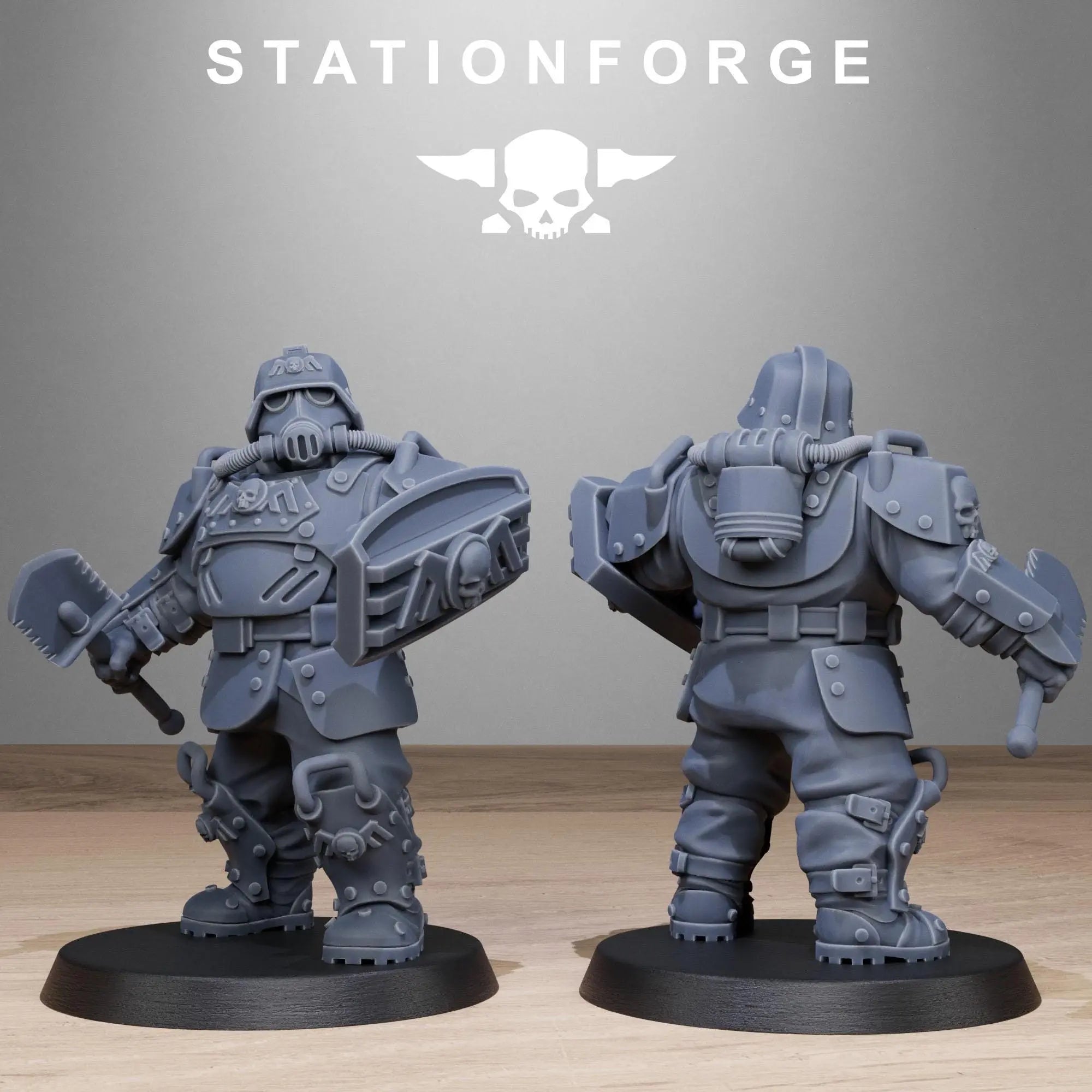 Grim Guard Armored Mutants by Station Forge 28/32mm Heroic Scale Miniature, 50mm tall, 10 Units, Proxy, Grimdark, Sci-Fi, OPR, Guard