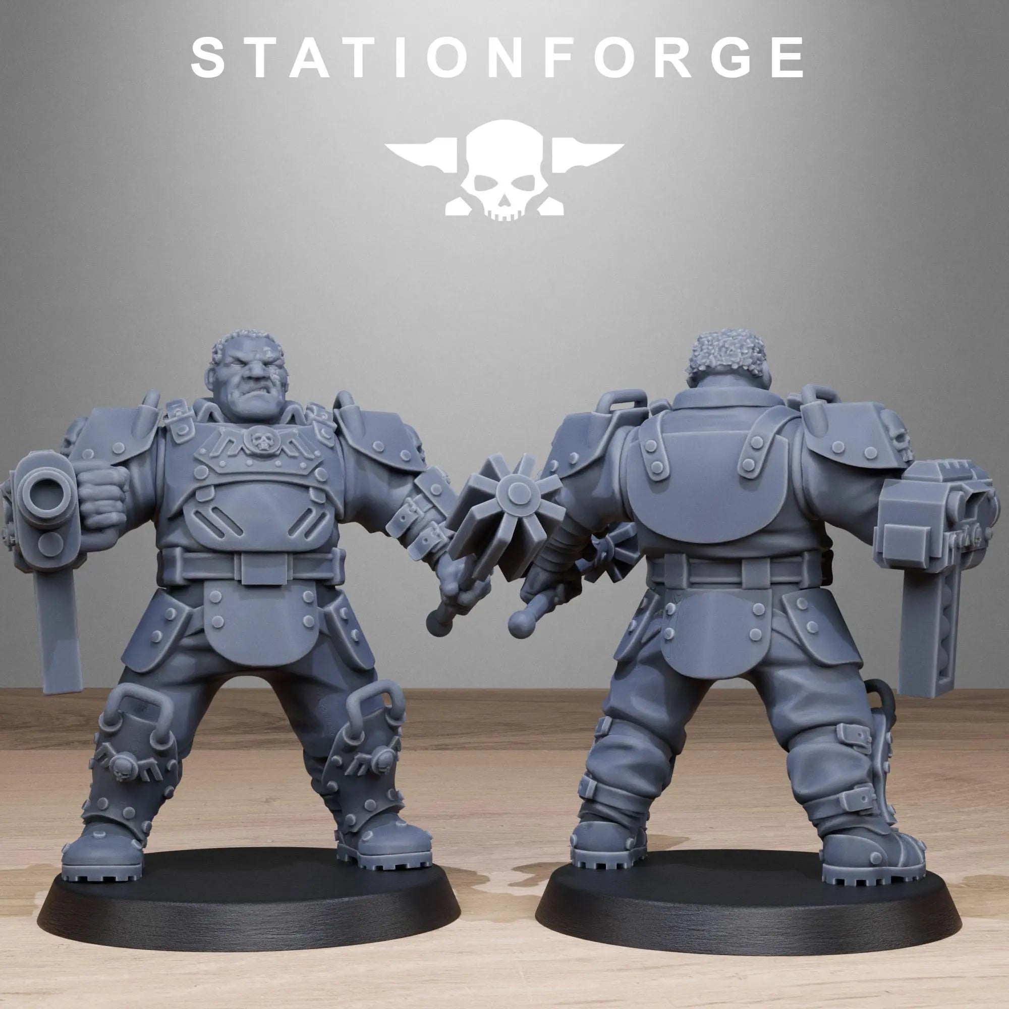 Grim Guard Armored Mutants by Station Forge 28/32mm Heroic Scale Miniature, 50mm tall, 10 Units, Proxy, Grimdark, Sci-Fi, OPR, Guard