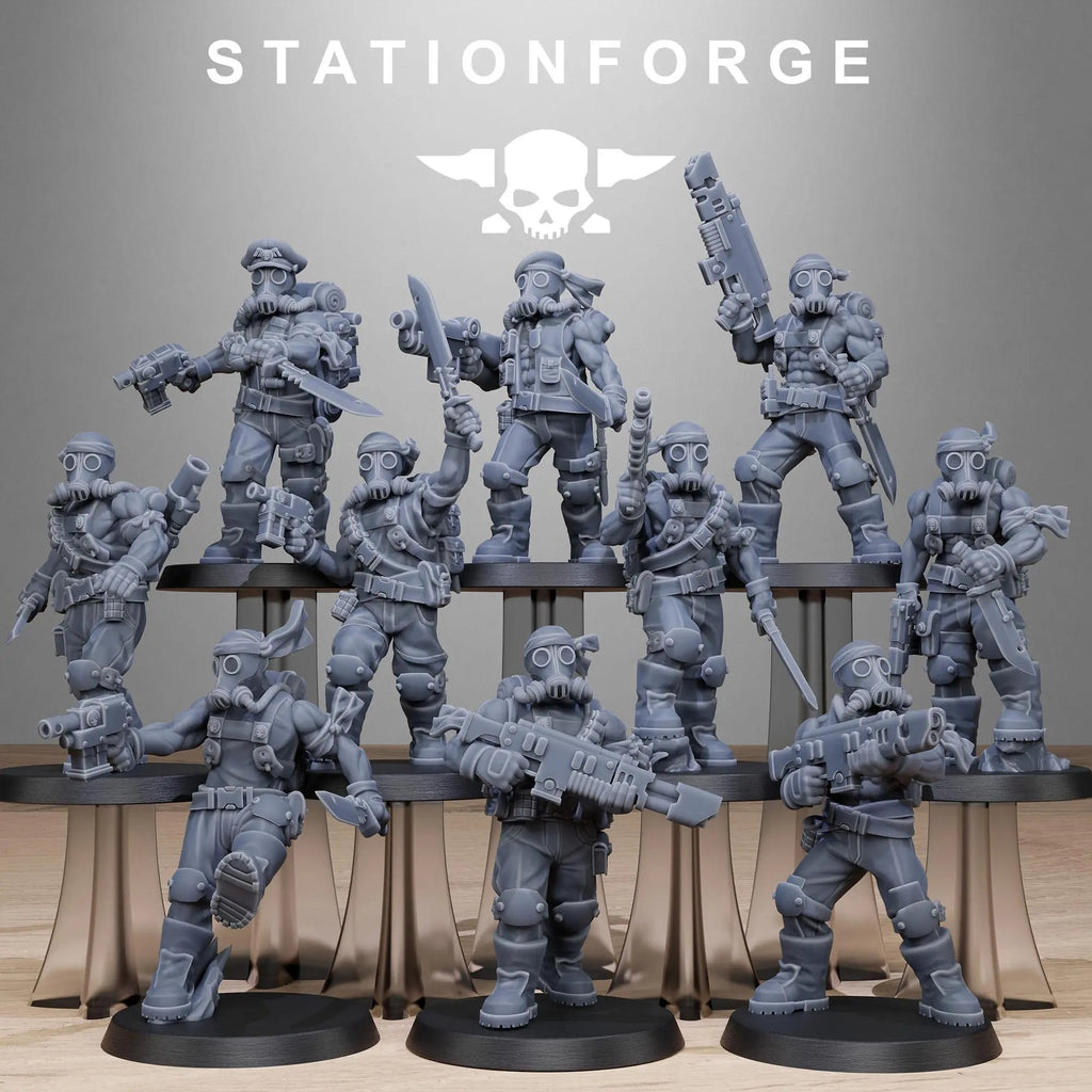 Grim Guard Jungle Fighters 2 by Station Forge 28mm Heroic Scale Miniature, 32mm tall, 10 Units, Proxy, Grimdark, Sci-Fi, OPR, Guard