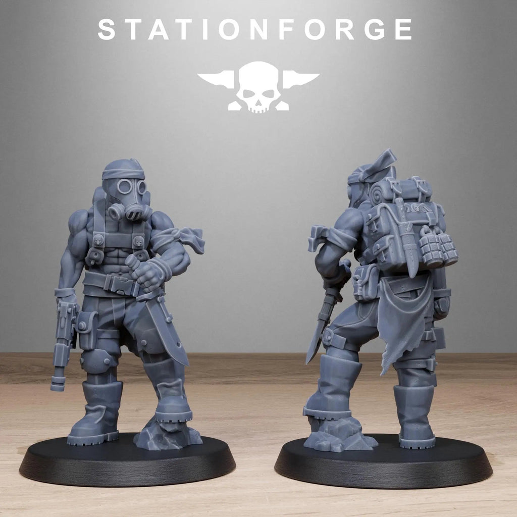 Grim Guard Jungle Fighters 2 by Station Forge 28mm Heroic Scale Miniature, 32mm tall, 10 Units, Proxy, Grimdark, Sci-Fi, OPR, Guard
