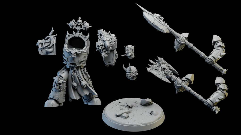 Exterminator Lord 4 by Ghamak Fantasy 28/32mm Scale Miniature, 56mm tall, Marine, Proxy, Sci-fi, Warlord, Chaos