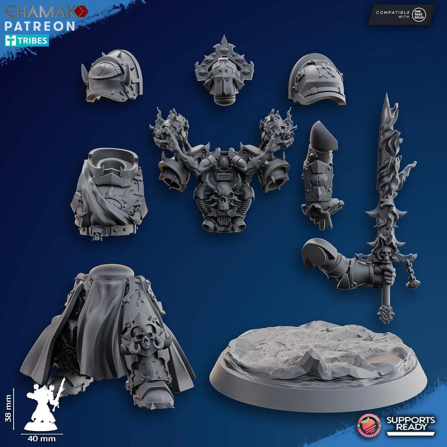 Heretic Warlock by Ghamak Fantasy 28mm Scale Miniature, 38mm tall