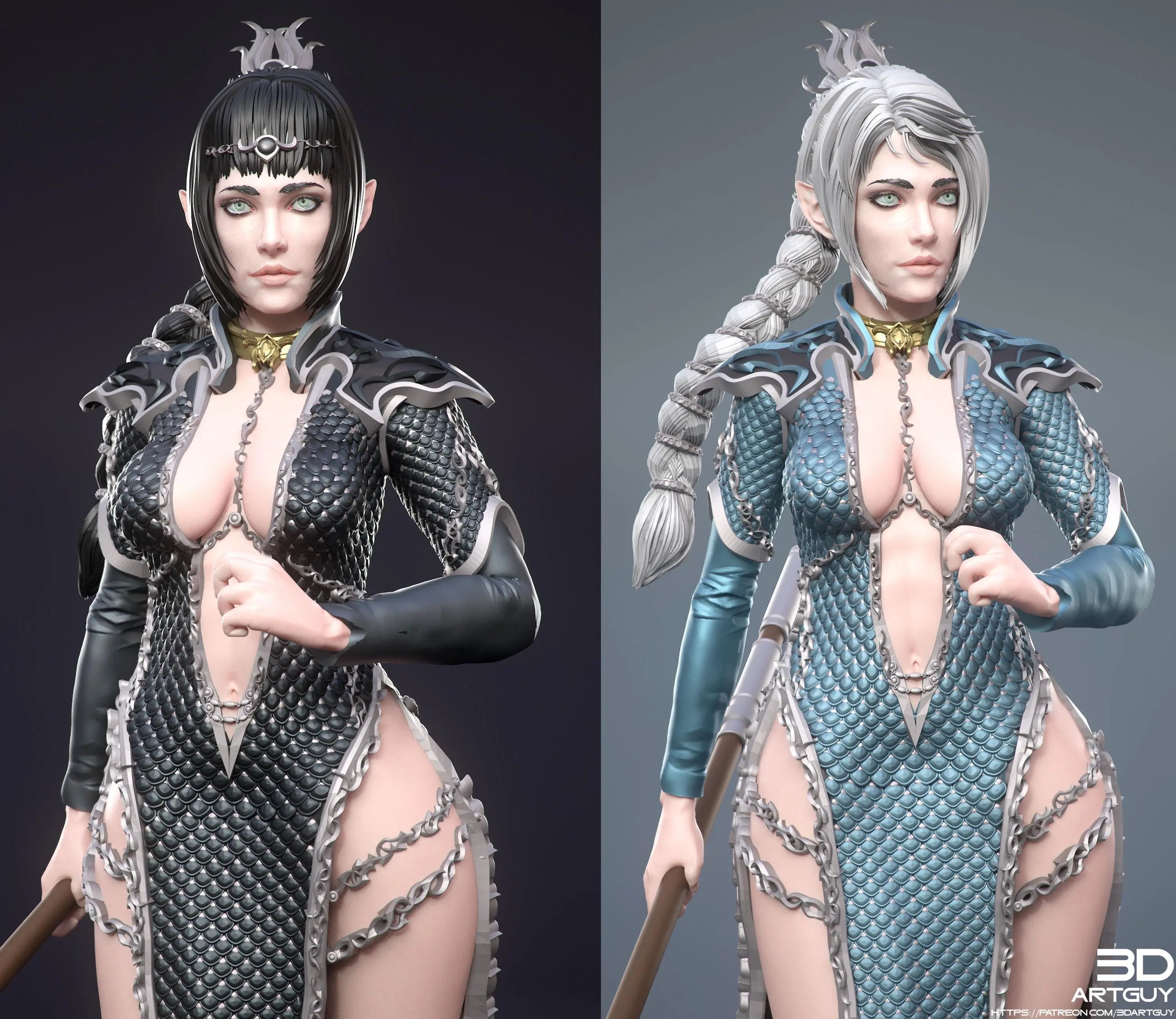 Cleric of Shar or Selûne by 3DArtGuy 32mm scale, 50mm or 100mm, Miniature War Gaming Figure