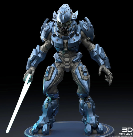 Covenant Elite by 3DArtGuy, 32mm scale, 50mm, Miniature War Gaming Figure, Halo, Covenant, Alien, 3D Printed, 4 Poses