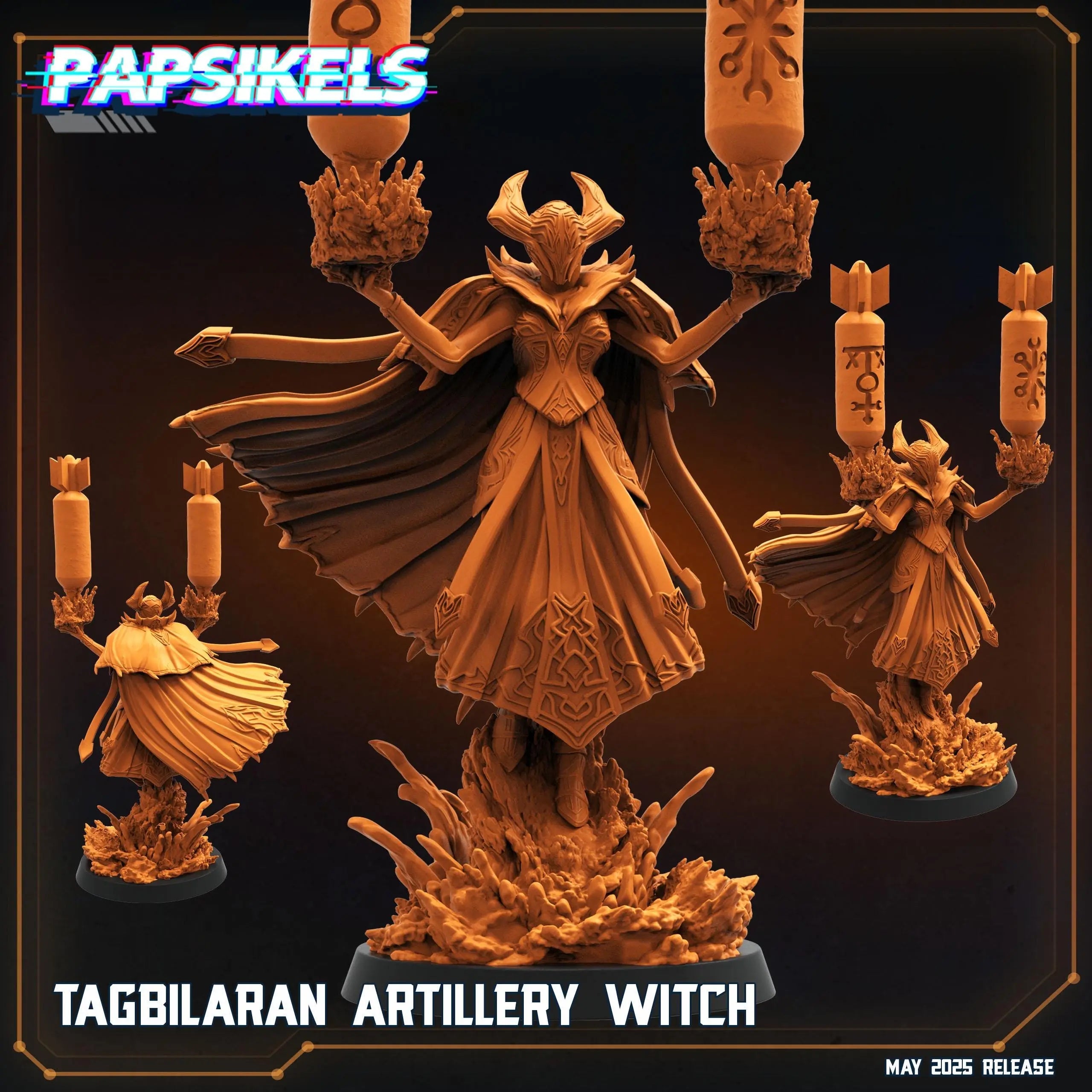 Tagbilaran Artillery Witch by Papsikels Miniature, 35mm Miniature, 28/32mm Heroic Scale, War Gaming, Proxy, Trench Crusade, Tabletop gaming