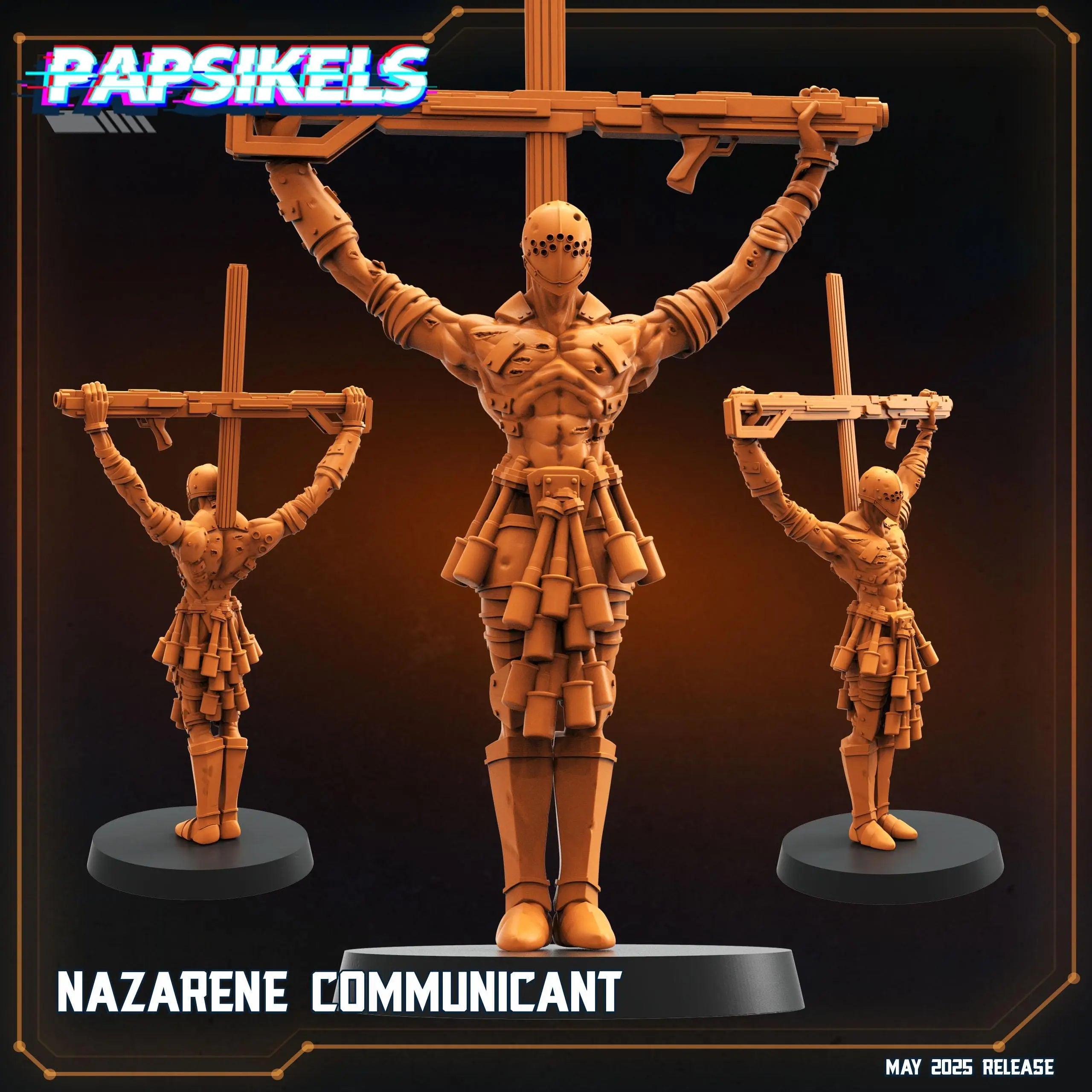 Nazareene Communicant  by Papsikels Miniature, 87mm Miniature, 28/32mm Scale, War Gaming, Proxy for Trench Crusade, Table top gaming