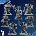 Temple Ranged Exterminators by Ghamak Sci-fi 28/32mm Heroic Scale Miniature, 40mm tall, 7 Units
