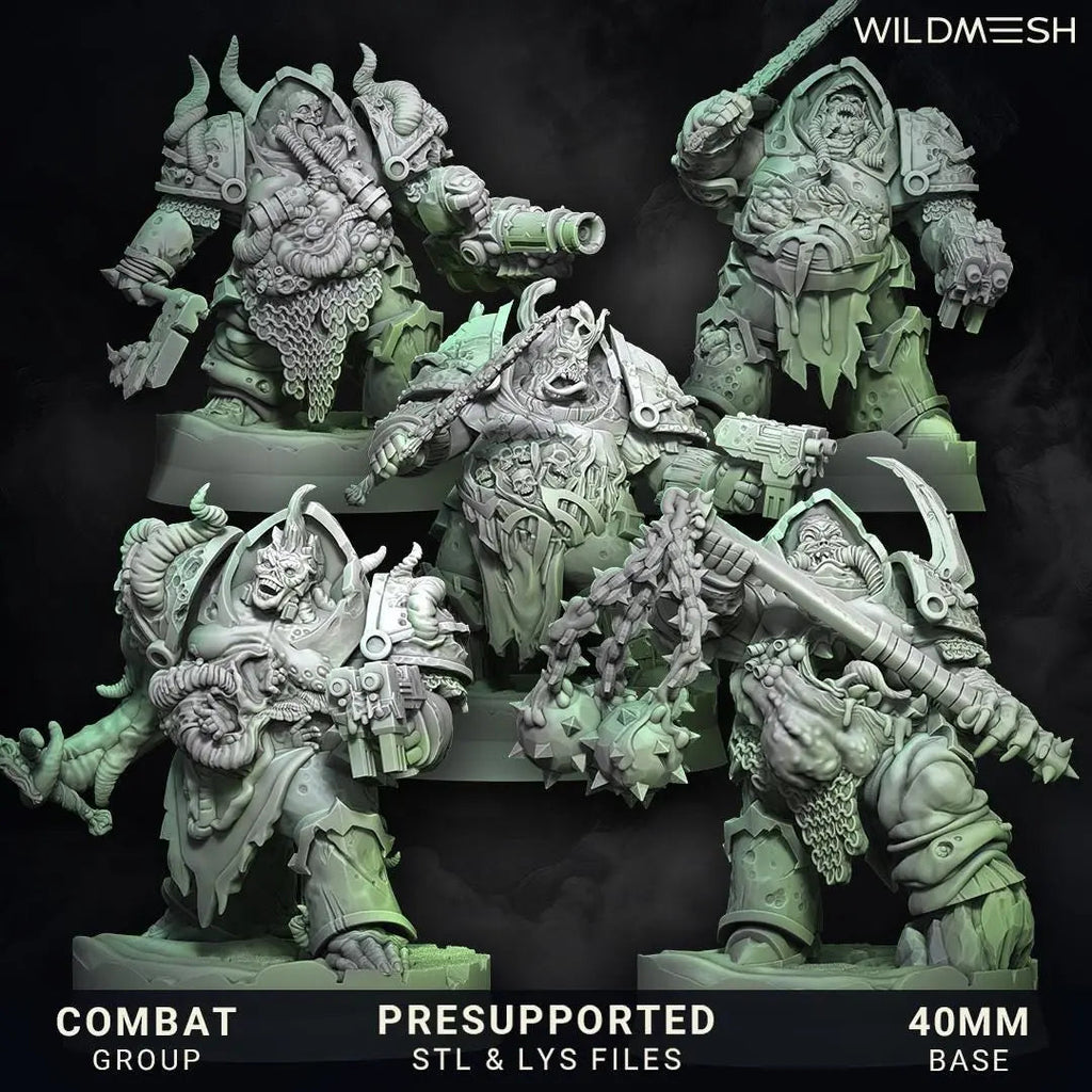 Chaos Plague - Annihilators Unit by Wild Mesh 28/32mm Heroic Scale Miniature, 45mm tall, 10 Units, Proxy, Grimdark, Sci-Fi, OPR