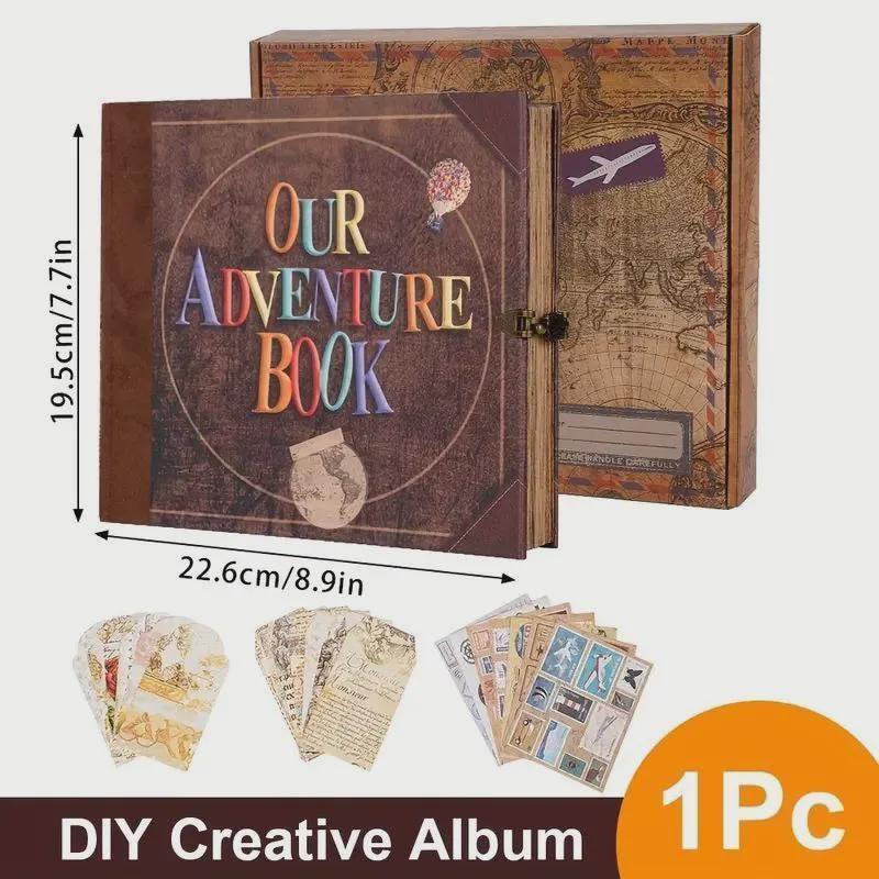 Our Adventure Book Scrapbook Album - Vintage Travel Memory Photo Journal, Wedding Anniversary, Birthday Gift