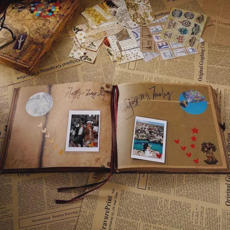 Our Adventure Book Scrapbook Album - Vintage Travel Memory Photo Journal, Wedding Anniversary, Birthday Gift