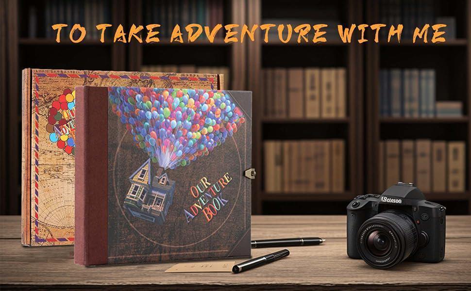 Our Adventure Book: Scrapbook Photo Album, Vintage Travel Theme, Keepsake Diary, Image Memory Journal