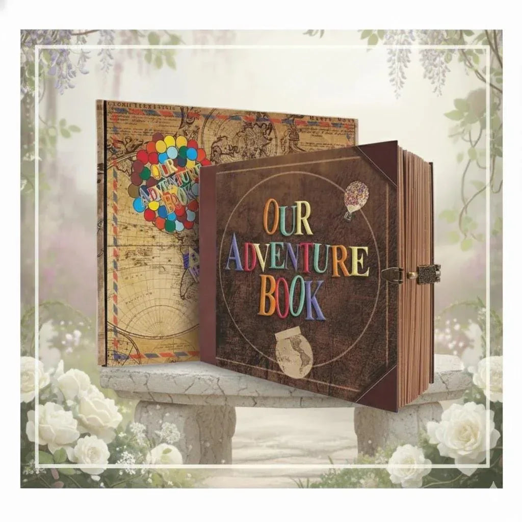 Our Adventure Book Scrapbook Album - Vintage Travel Memory Photo Journal, Wedding Anniversary, Birthday Gift