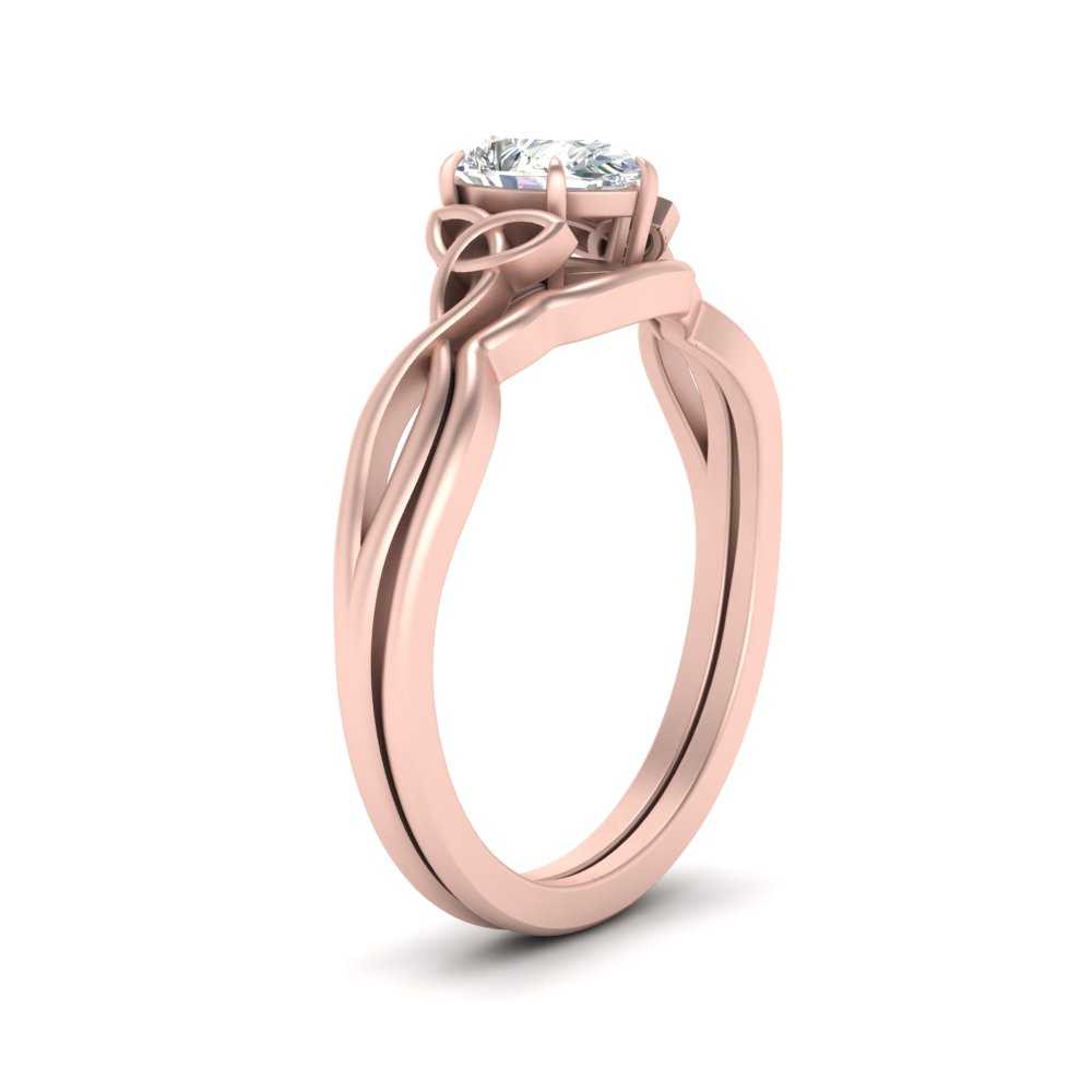 Pear Shaped Infinity Celtic Solitaire Wedding Set