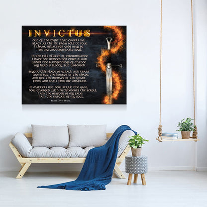 Invictus Poem Canvas Wall Art | William Ernest Henley Inspirational Quote Print