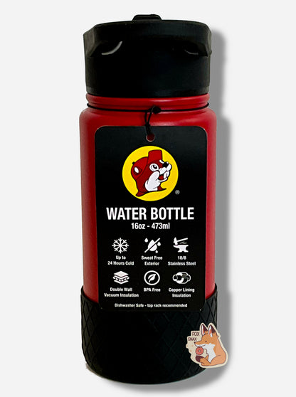 Buc-ee's Yukon Outfitters Red 16oz Water Bottle