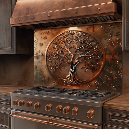 Custom Kitchen Backsplash – Bronze Harmony Tempered Glass Stove Backsplash