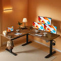 L Shaped Adjustable Standing Desk with Charging Station
