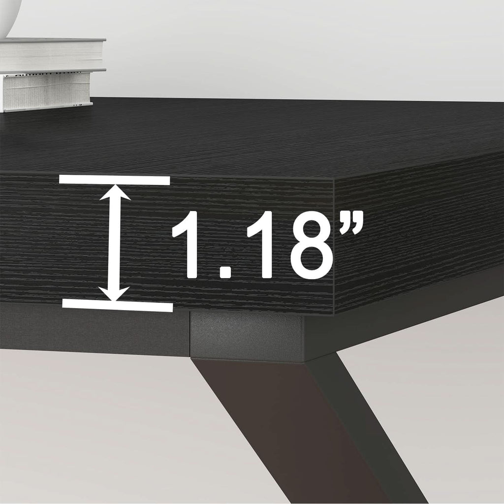 Large Black Desk for Two Monitors and Workstations