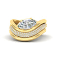 Dual Bands with Wave Solitaire Ring