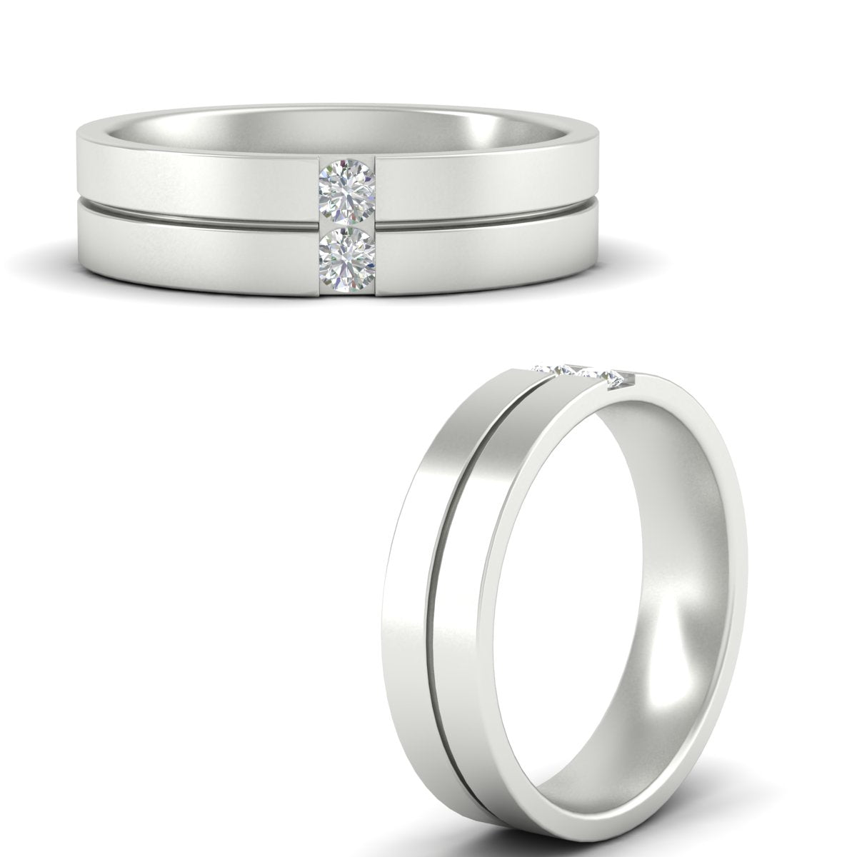 Mens 2 Stone Band