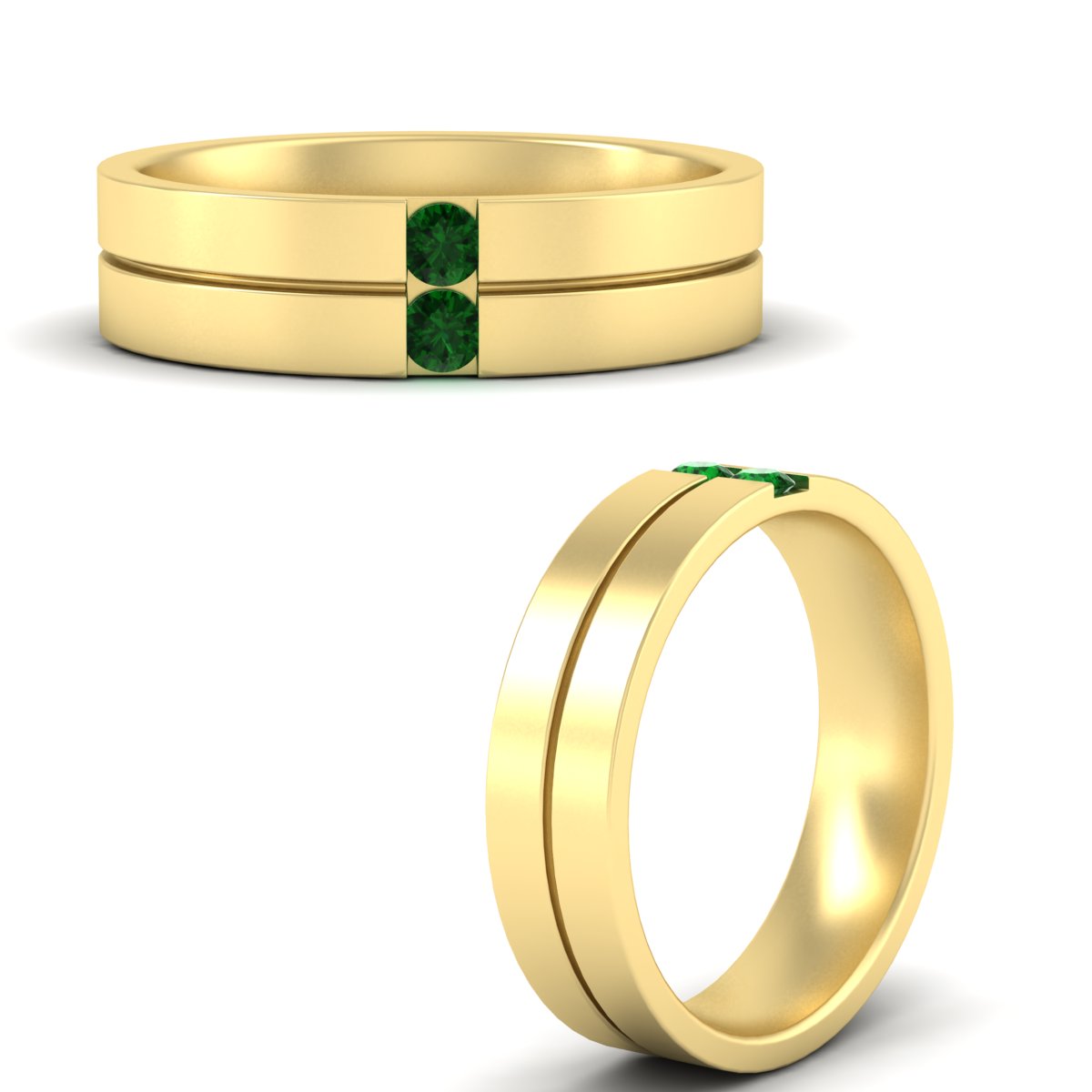 Mens 2 Stone Band