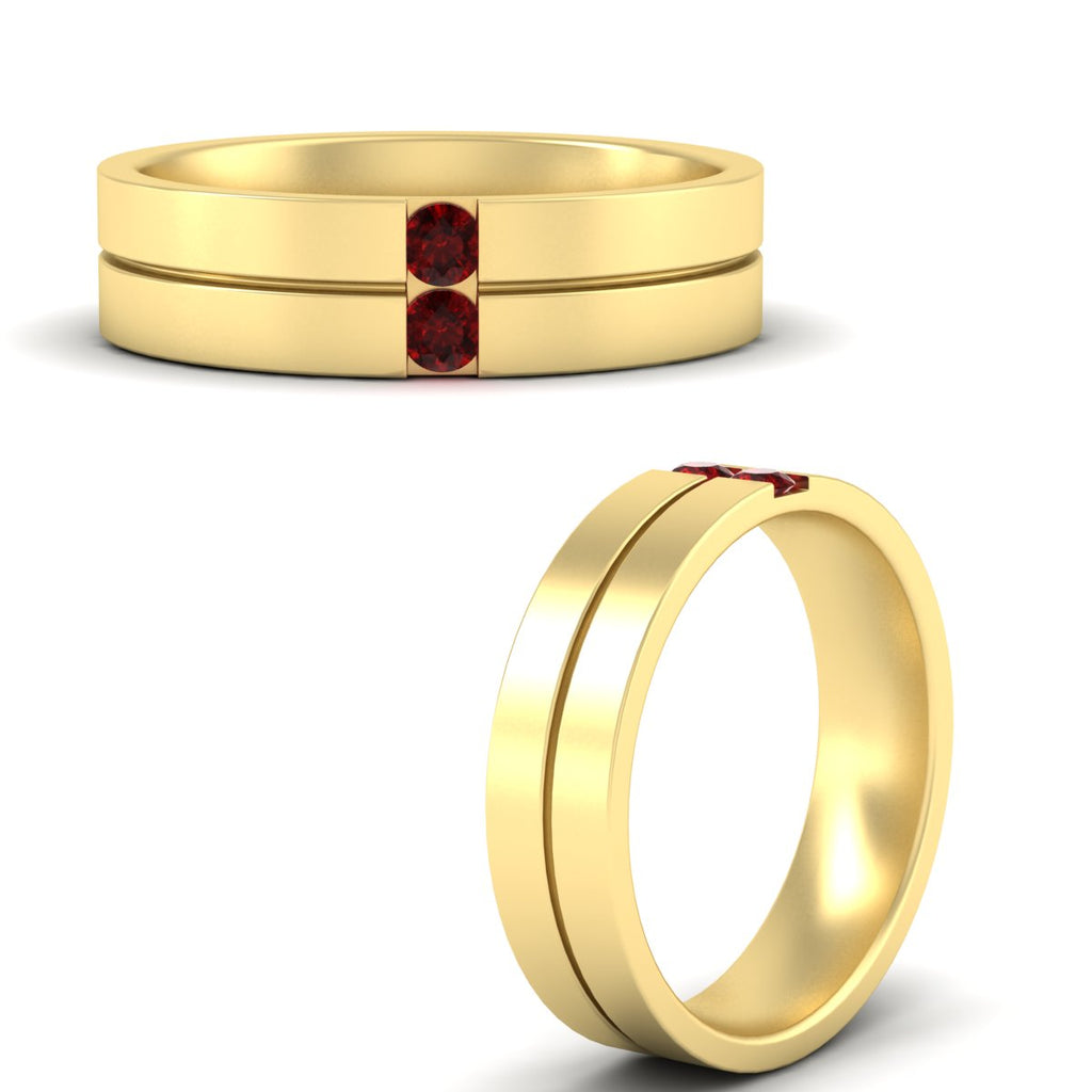 Mens 2 Stone Band