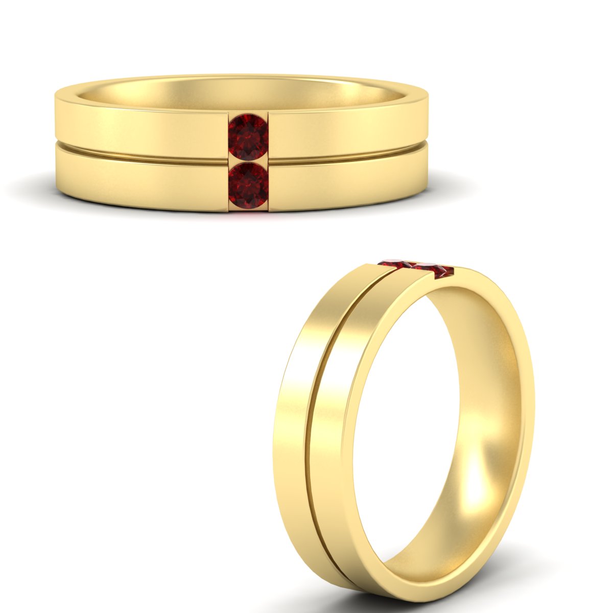 Mens 2 Stone Band