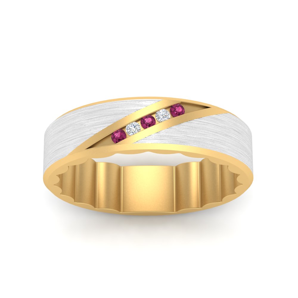 Brush Finish 2 Tone Promise Ring