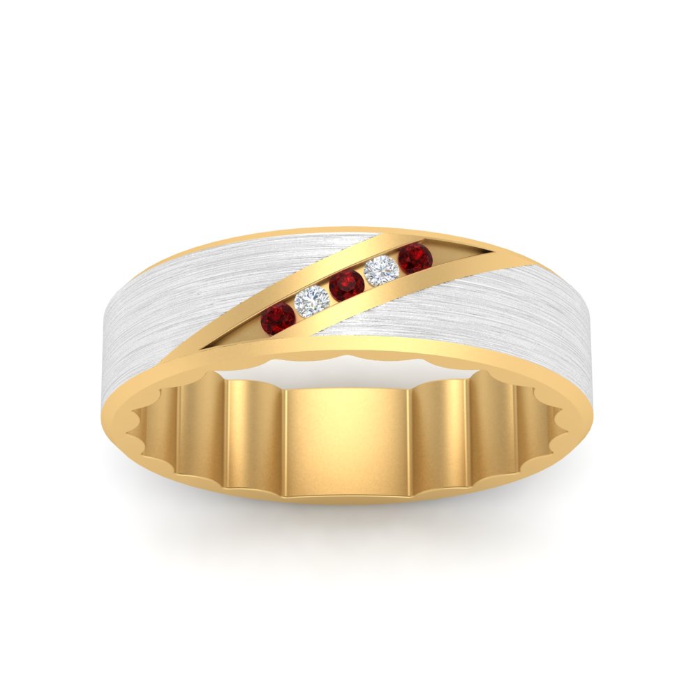 Brush Finish 2 Tone Promise Ring