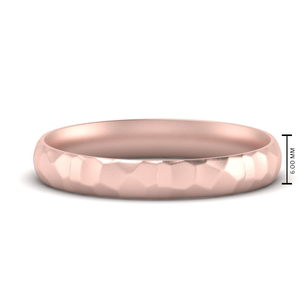 5 mm Mens Hammered Comfort Fit Wedding Band