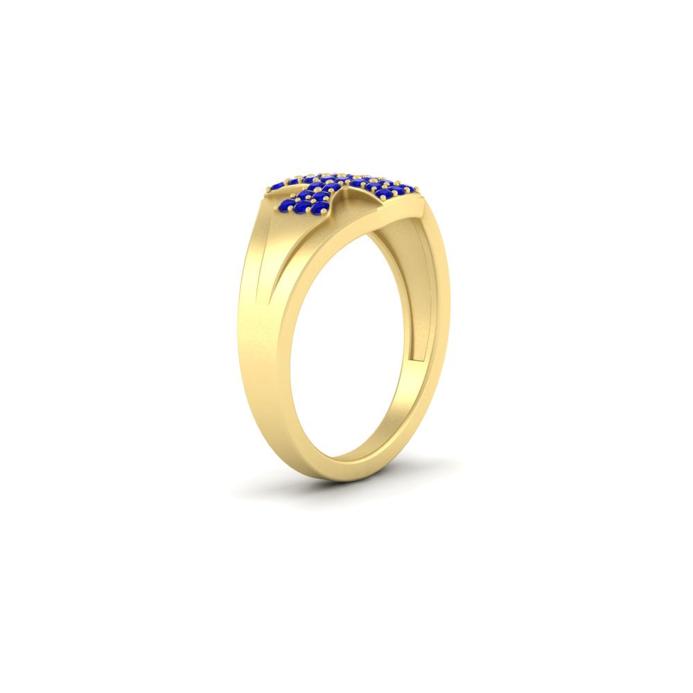 Mens Cross Gemstone Engagement Ring