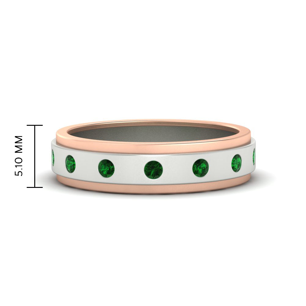 Mens Two Tone Bezel Stone Wedding Ring
