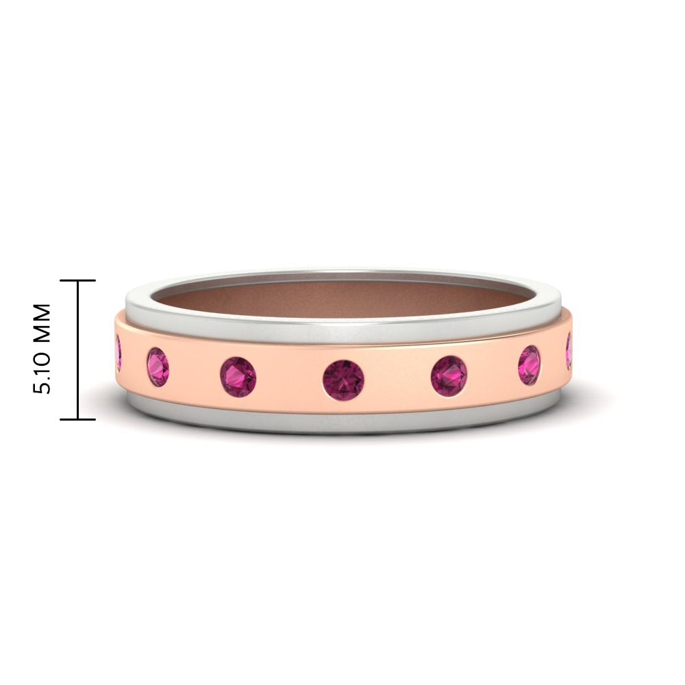 Mens Two Tone Bezel Stone Wedding Ring