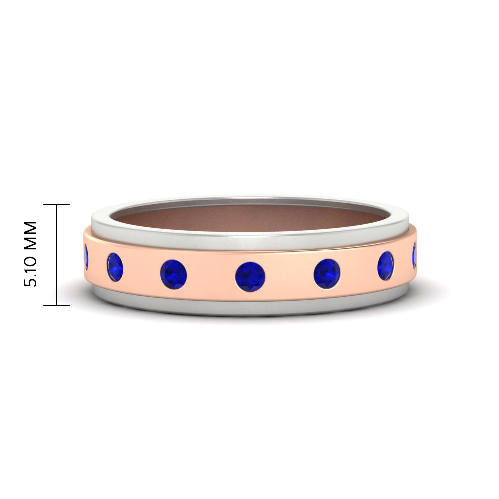 Mens Two Tone Bezel Stone Wedding Ring