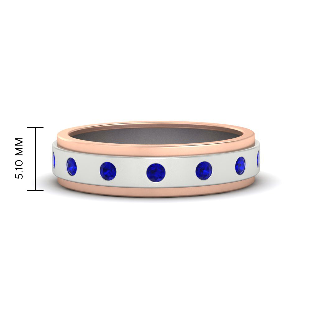 Mens Two Tone Bezel Stone Wedding Ring