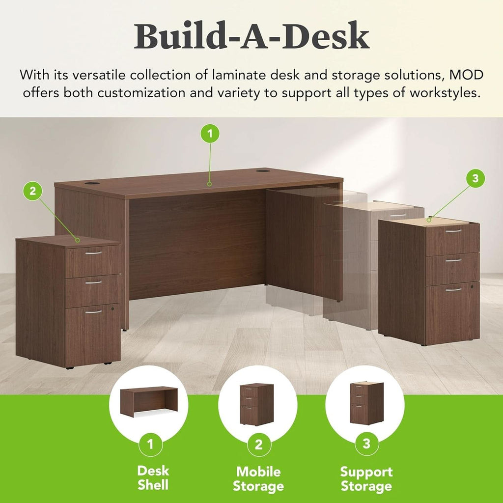 Executive Desk 66 Inch With Cord Management Walnut Laminate