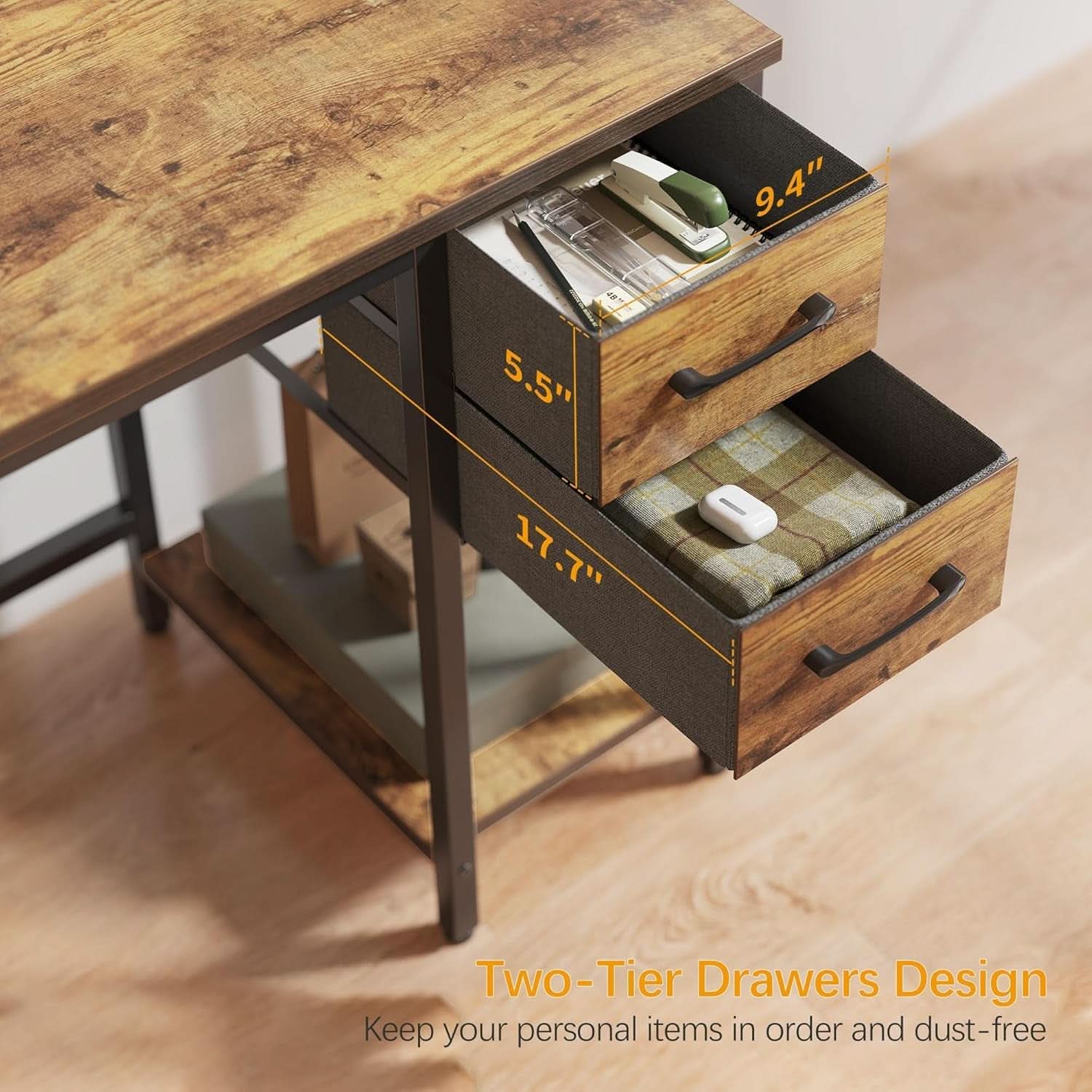Modern 47 Inch Home Office Desk With Storage Drawers